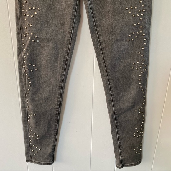 Levi’s Mile High Super Skinny Grey Embellished Ankle Black Studded Rise Premium - Picture 7 of 14